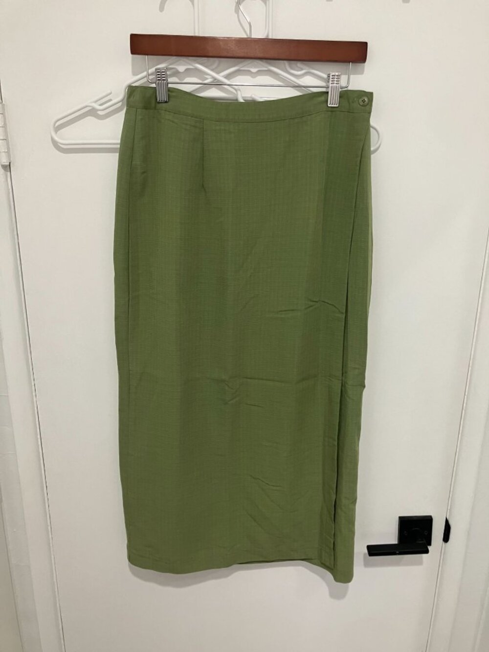 VTG Inclinations Women's Wrap Column Maxi Skirt, Olive Green, Size 16